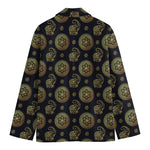 Cute Gold Boho Elephant Pattern Print Men's Blazer