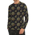 Cute Gold Boho Elephant Pattern Print Men's Long Sleeve Rash Guard