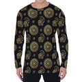 Cute Gold Boho Elephant Pattern Print Men's Long Sleeve T-Shirt