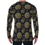 Cute Gold Boho Elephant Pattern Print Men's Long Sleeve T-Shirt