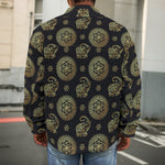 Cute Gold Boho Elephant Pattern Print Men's Shirt Jacket