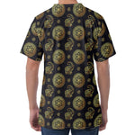 Cute Gold Boho Elephant Pattern Print Men's Velvet T-Shirt