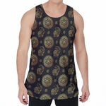 Cute Gold Boho Elephant Pattern Print Men's Velvet Tank Top