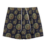 Cute Gold Boho Elephant Pattern Print Mesh Shorts