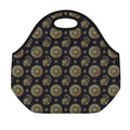 Cute Gold Boho Elephant Pattern Print Neoprene Lunch Bag