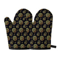 Cute Gold Boho Elephant Pattern Print Oven Mitts