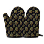 Cute Gold Boho Elephant Pattern Print Oven Mitts
