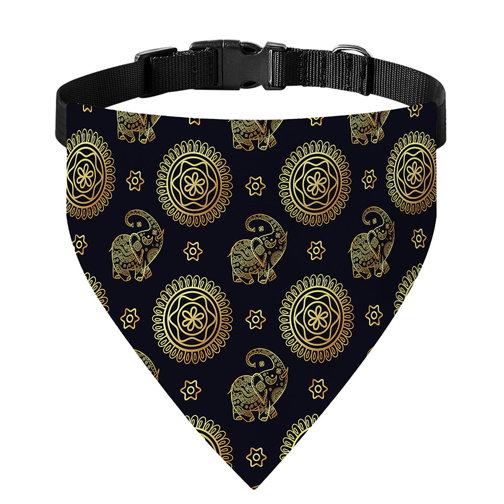 Cute Gold Boho Elephant Pattern Print Over The Collar Dog Bandana