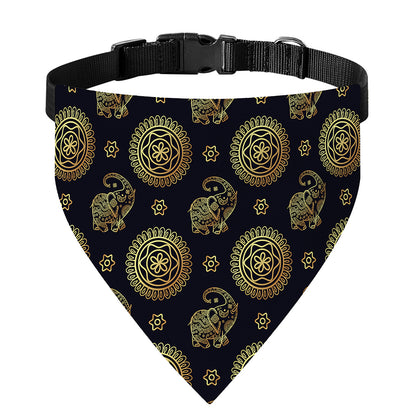 Cute Gold Boho Elephant Pattern Print Over The Collar Dog Bandana