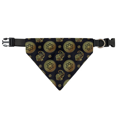 Cute Gold Boho Elephant Pattern Print Over The Collar Dog Bandana