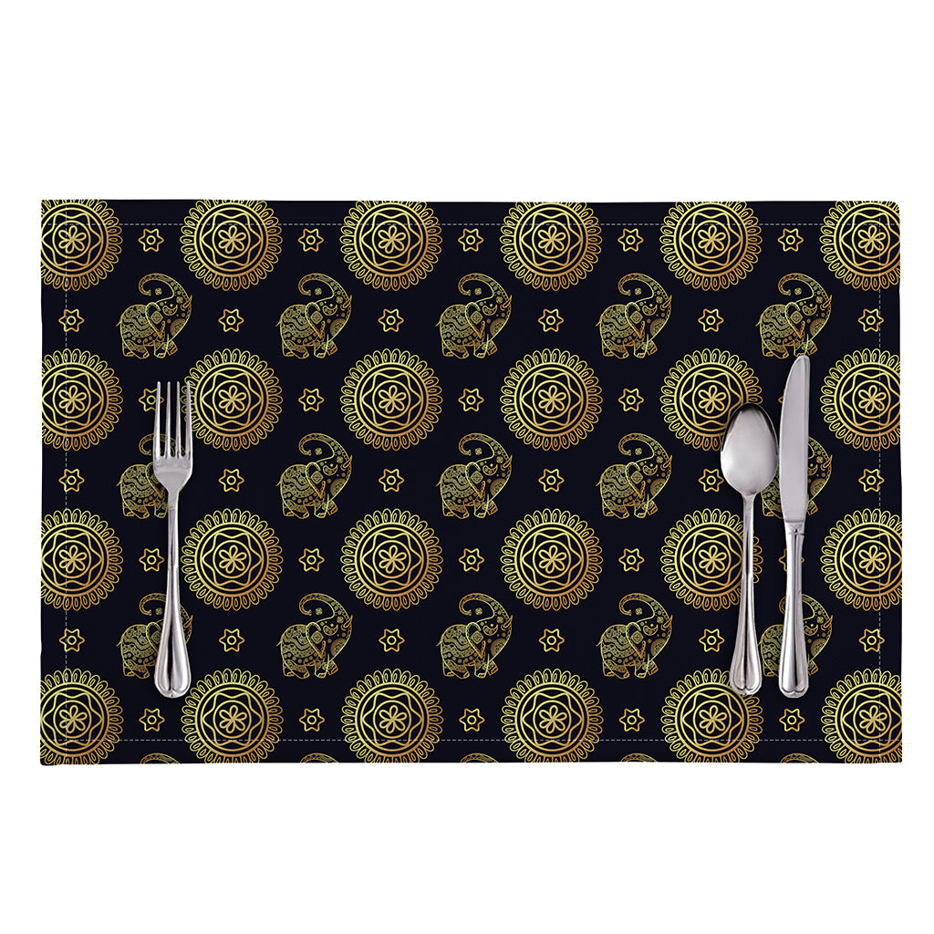 Cute Gold Boho Elephant Pattern Print Placemat