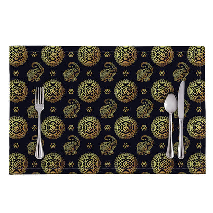 Cute Gold Boho Elephant Pattern Print Placemat