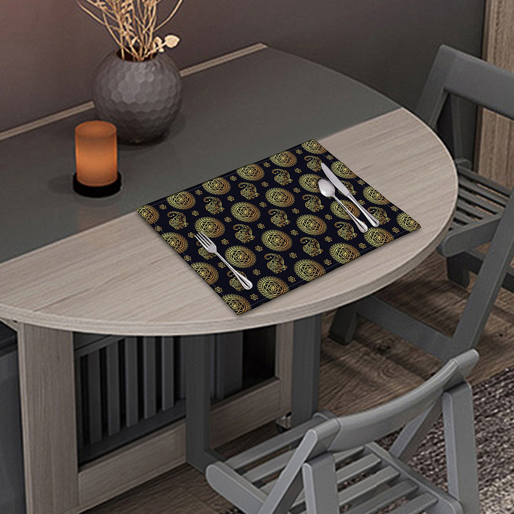 Cute Gold Boho Elephant Pattern Print Placemat