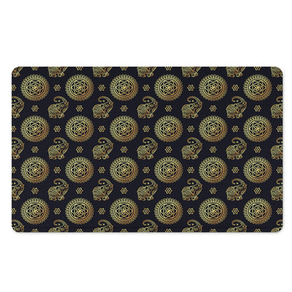 Cute Gold Boho Elephant Pattern Print Polyester Doormat
