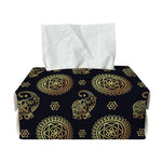 Cute Gold Boho Elephant Pattern Print Rectangle Tissue Box Cover