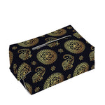 Cute Gold Boho Elephant Pattern Print Rectangle Tissue Box Cover
