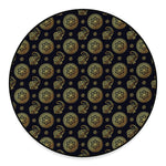 Cute Gold Boho Elephant Pattern Print Round Floor Mat