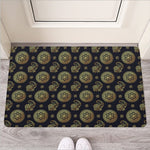 Cute Gold Boho Elephant Pattern Print Rubber Doormat
