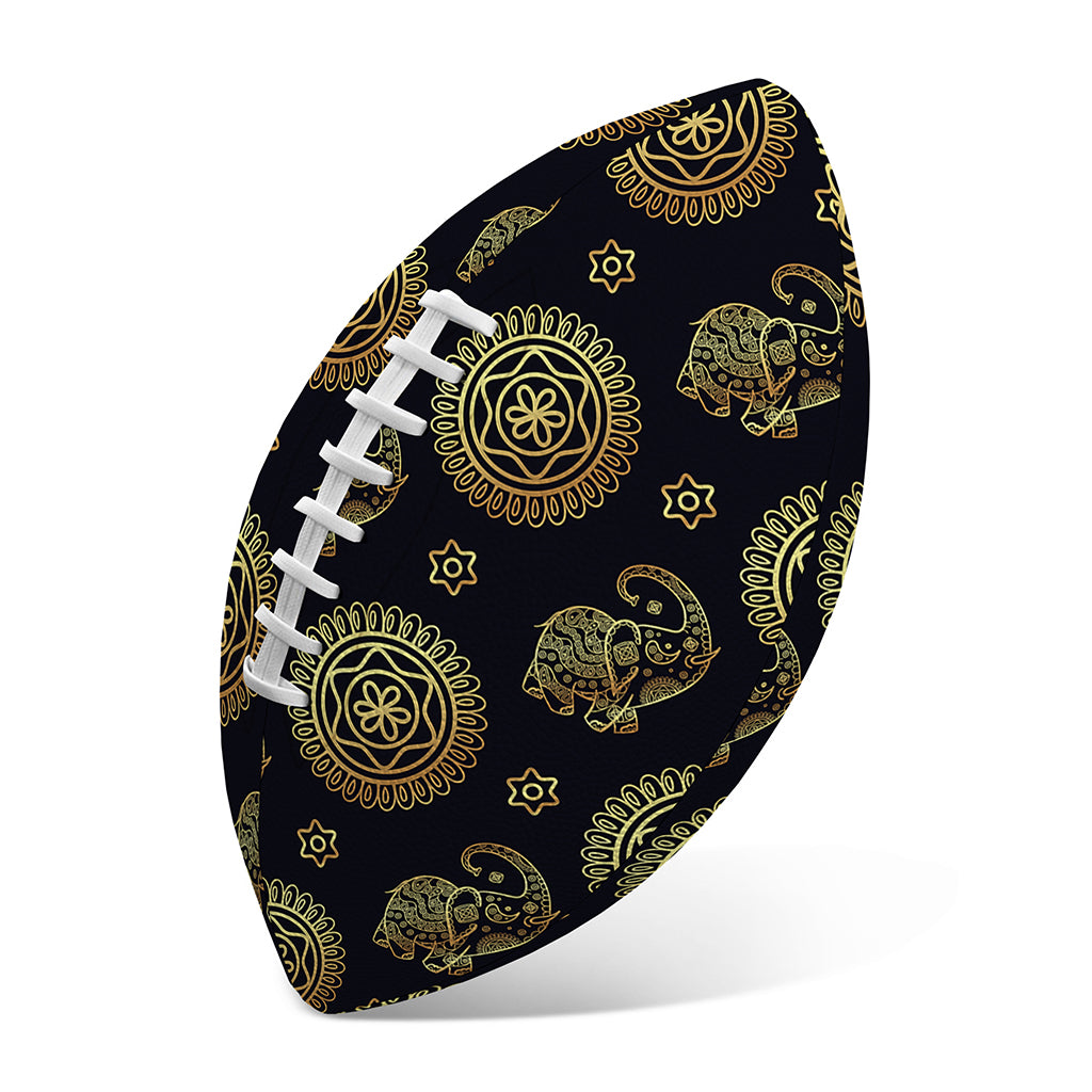 Cute Gold Boho Elephant Pattern Print Rugby Ball