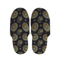 Cute Gold Boho Elephant Pattern Print Slippers