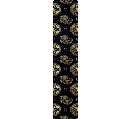 Cute Gold Boho Elephant Pattern Print Table Runner