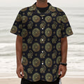 Cute Gold Boho Elephant Pattern Print Textured Short Sleeve Shirt