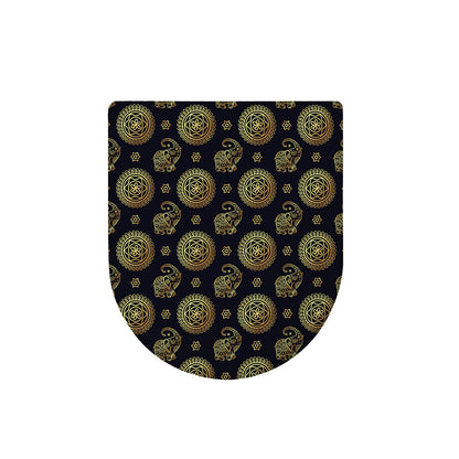 Cute Gold Boho Elephant Pattern Print Toilet Lid Cover