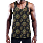 Cute Gold Boho Elephant Pattern Print Training Tank Top