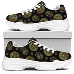 Cute Gold Boho Elephant Pattern Print White Chunky Shoes