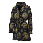 Cute Gold Boho Elephant Pattern Print Women's Bathrobe