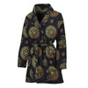 Cute Gold Boho Elephant Pattern Print Women's Bathrobe