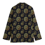 Cute Gold Boho Elephant Pattern Print Women's Blazer