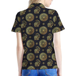 Cute Gold Boho Elephant Pattern Print Women's Polo Shirt