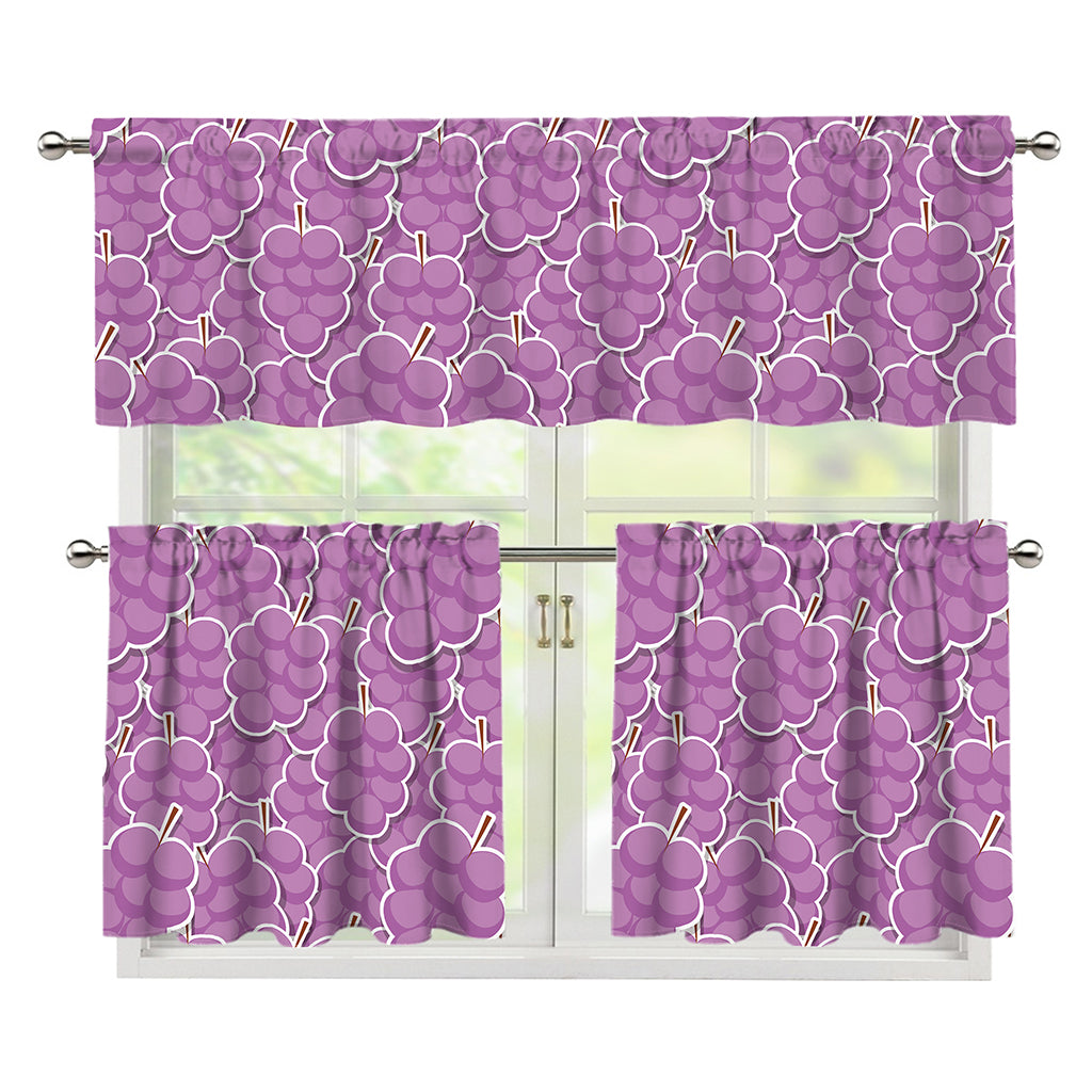 Cute Grape Pattern Print 3 Piece Kitchen Curtains