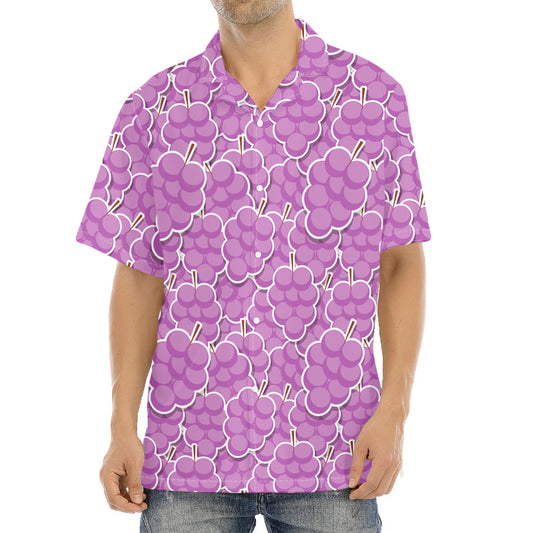 Cute Grape Pattern Print Aloha Shirt