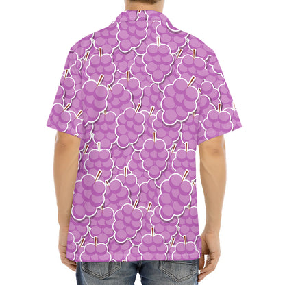 Cute Grape Pattern Print Aloha Shirt