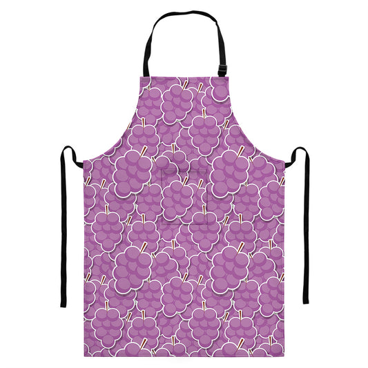 Cute Grape Pattern Print Bib Apron With Pocket