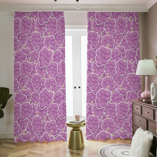 Cute Grape Pattern Print Blackout Pencil Pleat Curtains
