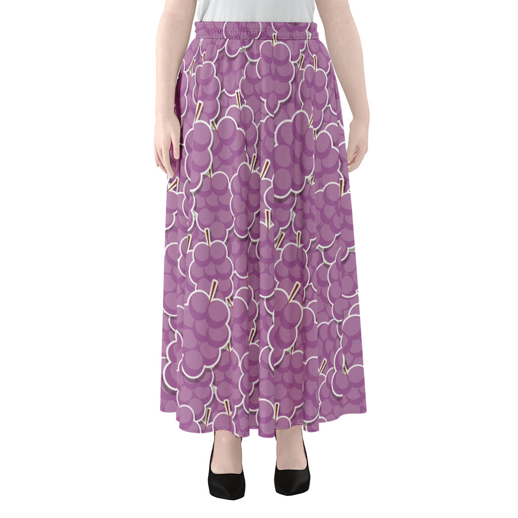 Cute Grape Pattern Print Chiffon Maxi Skirt