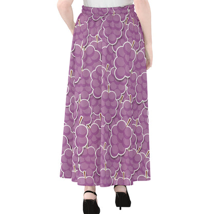 Cute Grape Pattern Print Chiffon Maxi Skirt