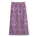 Cute Grape Pattern Print Cotton Front Slit Maxi Skirt