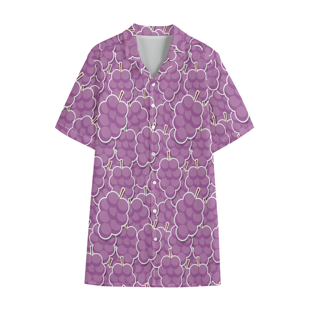 Cute Grape Pattern Print Cotton Hawaiian Shirt