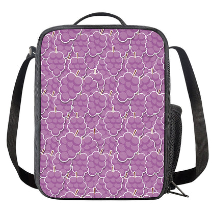Cute Grape Pattern Print Crossbody Lunch Bag