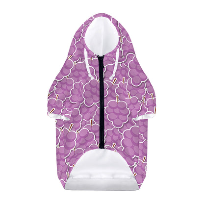 Cute Grape Pattern Print Dog Zip Up Hoodie