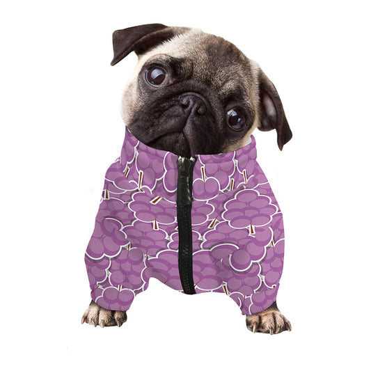 Cute Grape Pattern Print Dog Zip Up Jacket
