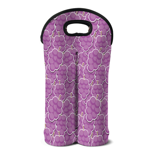 Cute Grape Pattern Print Double Neoprene Wine Tote