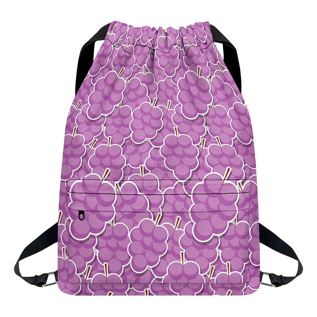 Cute Grape Pattern Print Drawstring Backpack