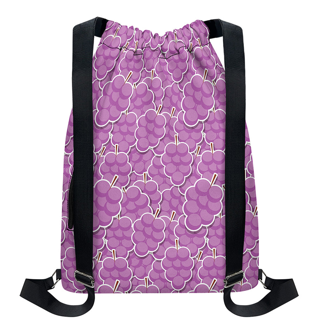 Cute Grape Pattern Print Drawstring Backpack