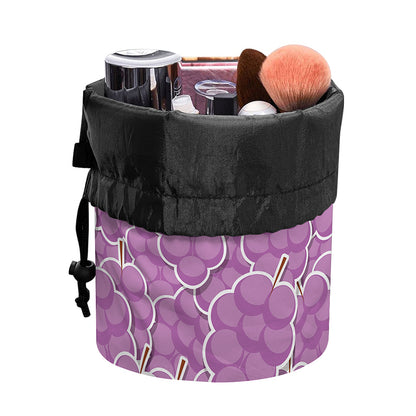 Cute Grape Pattern Print Drawstring Makeup Bag