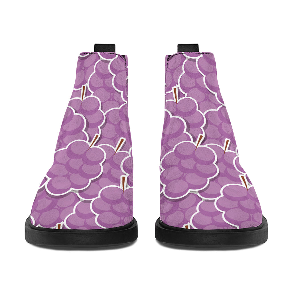 Cute Grape Pattern Print Flat Ankle Boots